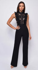 Vanna Crochet Flared leg Jumpsuit Black