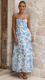 Rahima Maxi Dress Blue Flower