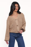 Melody Textured Button Up Cardigan Mushroom