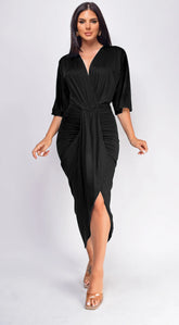 Zelia Venetian Midi Dress Black