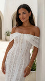Lunessa Lace Off Shoulder Maxi Dress Cream White