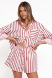 Ashlyn Short Set Pink And Burgundy Stripe