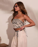 Riviera Nights Tropical Paisley Print Back Tie Top