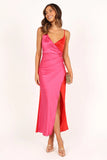 Lipa Colourblock Midi Slip Dress Pink Red