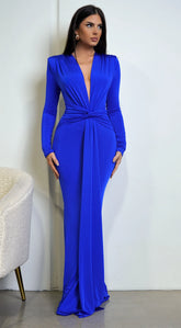 Niya Front Twist Drape Maxi Dress Royal Blue