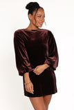 Twylar Long Sleeve Velvet Mini Dress Brown