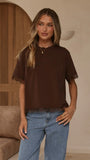 Clare Lace Back T Shirt Chocolate