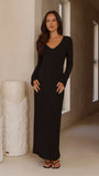 Cyra Long Sleeve Maxi Dress Black