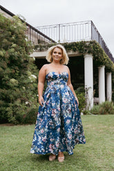 Darina Strapless Midi Dress Midnight Floral