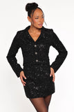 Valentina Cropped Blazer Black Sequin