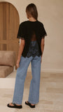 Clare Lace Back T Shirt Black