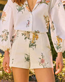 Painted Garden Floral High Rise Shorts