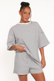 Hellen Stripe Short Set White Black Stripe