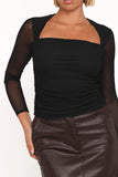 Cerys Mesh Top Black