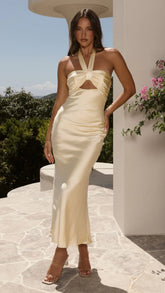 Grace Halter Maxi Dress Yellow