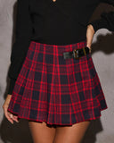 Reema Leather Buckle Plaid Mini Skirt