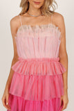 Minnie Tiered Tulle Midi Dress Pink