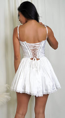 Camilla White Satin Corset A Line Mini Dress