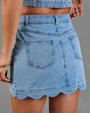 Lerah Scallop Denim Mini Skirt