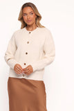 Verago Textured Stripe Cardigan Cream