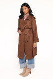 Micha Faux Suede Trench Coat Brown