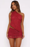 Its A Love Story Lace Mini Skort Berry