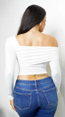 Harper Asymmetrical Off Shoulder Top Off White