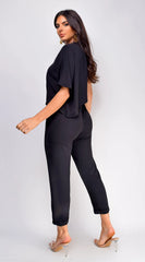 Vanessa Black One Shoulder Jumpsuit Black