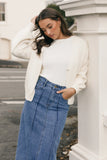 Aneesa Wide Rib Knit Top White