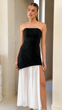 Fenella Asymmetrical Maxi Dress Black White