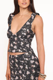 Kedra Tie Shoulder Top Dark Floral