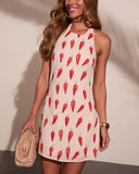 Darling Heat Novelty Chili Pepper Halter Neck Mini Dress