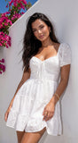 Idylla Eyelet Tiered Mini Dress White