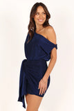 Santiago Off Shoulder Mini Dress Midnight Blue