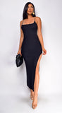 Romy Chain Strap Slit Maxi Dress Black