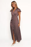 Dean Maxi Dress Brown Polka Dot