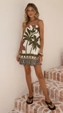 Bethani Mini Dress Green Beige Palm
