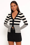 Sorella Cardigan Top Black Cream Stripe