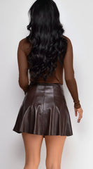 Gigi High Neck Long Sleeve Top Brown