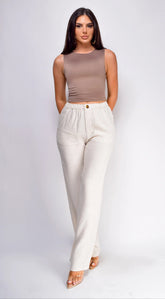 Cora Linen Pants Beige