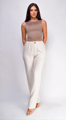 Cora Linen Pants Beige