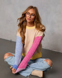 Joy Pop Knit Striped Color Block Sweater