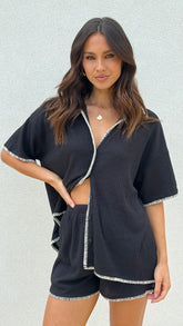 Eden Knit Top and Shorts Set Black