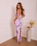 Midnight Gardenia Floral Mesh Maxi Dress