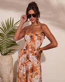 Sun Daydream Strapless Floral Print Jumpsuit