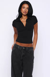 Get Back Up Short Sleeve Polo Top Black