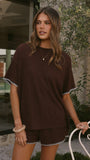 Zaide Knit T Shirt and Shorts Set Chocolate Blue