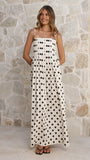 Felicity Maxi Dress White Black Spot