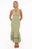 Robyn Halterneck Maxi Dress Olive Green