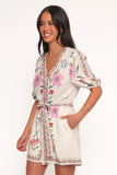 Ginger Tie Waist Romper Pink Multi